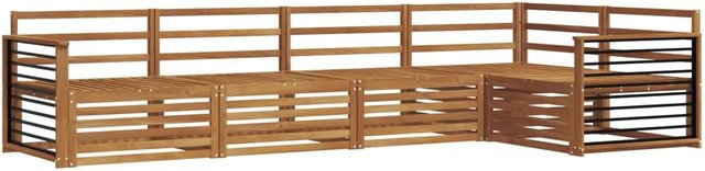vidaXL Outdoor-Sofagarnitur 5-teilig aus Massivholz Akazie in Natur Braun, L-Form mit Ecksofa und Mittelsofas - Bild 1