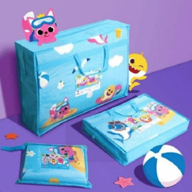 Pinkfong Baby Shark Picknickdecke für Kinder, 2er-Set, Multicolour, B/T: 90 x 80 cm - Bild 1