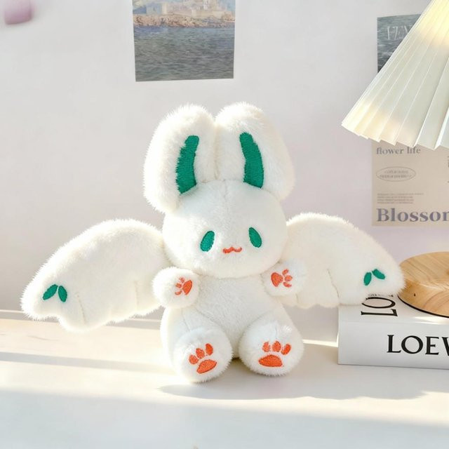 Yiran toy Fliegendes Fledermaus-Kaninchen Plüschtier, Lila Rosa Weiß, ab 14 Jahre - Bild 1