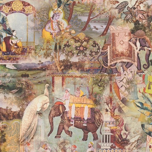 PROFHOME Asia Tapete Dschungel in Grün, Braun, Gelb und Weiß, Vlies-Tapete mit Natur- und Tiermotiven, B x L: 0,53 m x 10,05 m - Bild 1