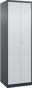 C+P Wäsche-Spind Classic PLUS mit 2 Abteilen, Zylinderschloss und 4 Fachböden, Anthrazitgrau/Lichtgrau, H x B x T: 185 x 60 x 50 cm - Bild 1