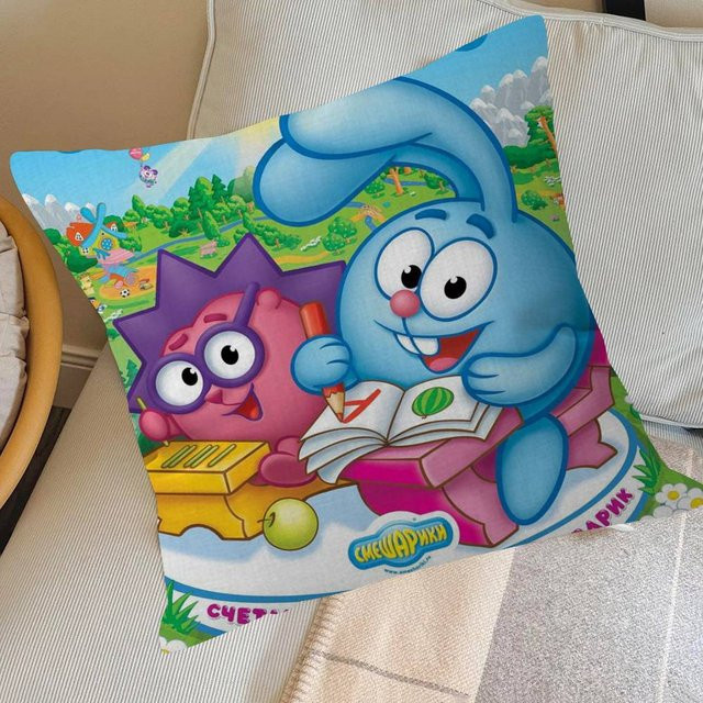 Niedlicher Smeshariki Kissenbezug aus Polyester für dein Sofa und Wohnzimmer, B/B: 30 x 30 cm, Mehrfarbig - Bild 1