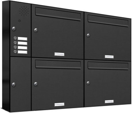 AL Briefkastensystem für 4 Parteien, Aufputzmontage, grau, B/T/H: 91,4 x 11,6 x 68,4 cm - Bild 1