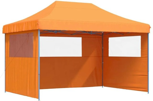 vidaXL Pop-Up Partyzelt mit 3 Seitenteilen und Fenstern, Orange