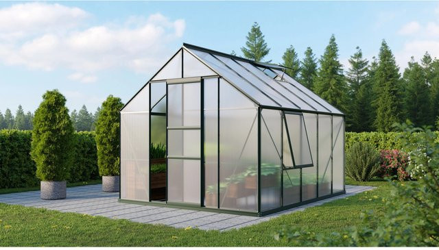 Vitavia Gewächshaus Meridian 8300 in Smaragdgrün mit Aluminiumrahmen, Polycarbonat und Fundament, 8,3 m² - Bild 1