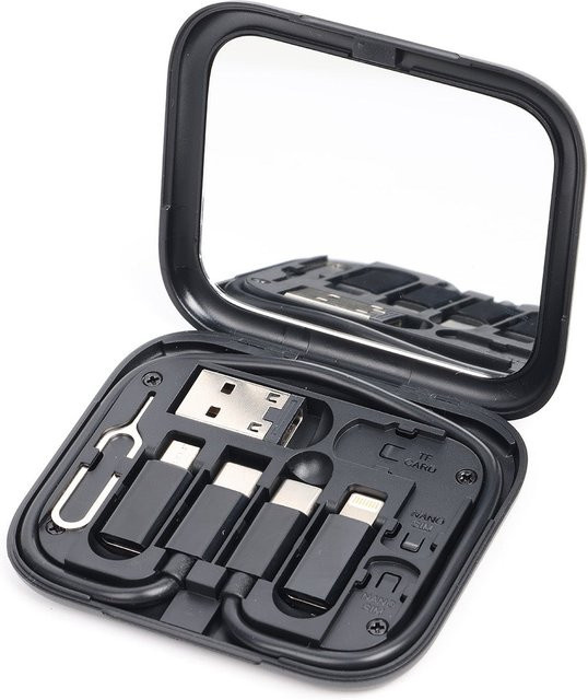 Setty Organizer mit Zubehör AD-S11-01, 11in1, Schwarz mit USB-A, USB-C, Micro-USB und Lightning - Bild 1
