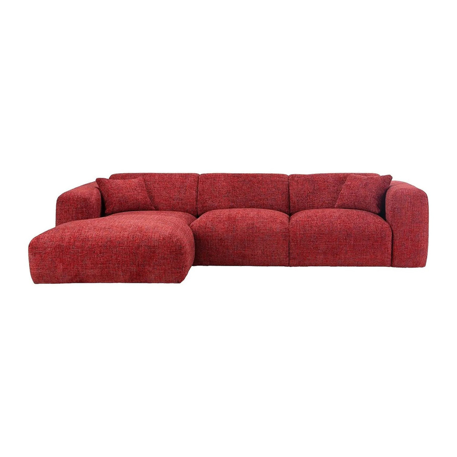 Maison Céphy Sofa Pogni in Rot mit L-Form und strukturiertem Stoff, Breite: 280 cm - Bild 2
