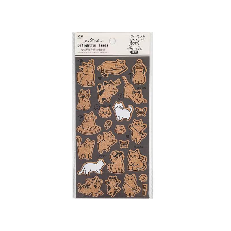 Mr.Paper Kawaii Süße Katze Stempel Siegel Aufkleber Set für DIY Handwerk und Scrapbooking, 12 Blatt, Mehrfarbig - Bild 2