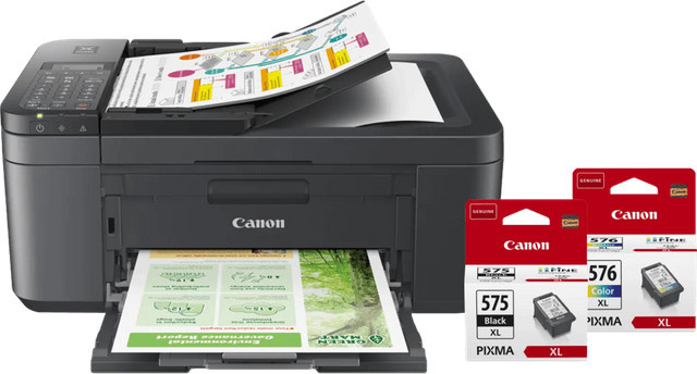 Canon PIXMA TR4755i Inkjet-Multifunktionsgerät mit Wi-Fi und USB-C inklusive einem Satz XL-Reservepatronen in Schwarz zum Drucken, Scannen, Kopieren und Faxen - Bild 1