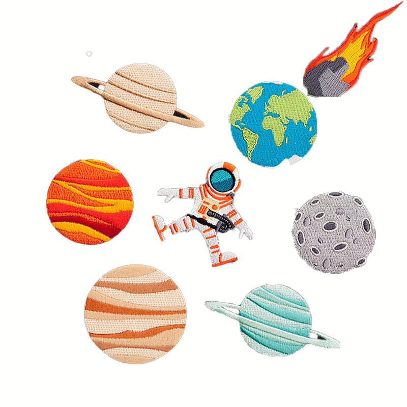 DUTRIEUX Space Planet Serie Astronaut Erde Stickerei Tuch Patches Selbstklebende Applikation für DIY Handytaschen und Briefpapier in Multicolour - Bild 2