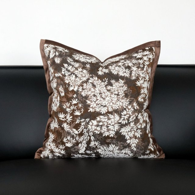JMG Clothing Kissenbezug im Vintage Wabi-Sabi Stil aus Jacquard, Braun, B/H: 45 x 45 cm - Bild 1