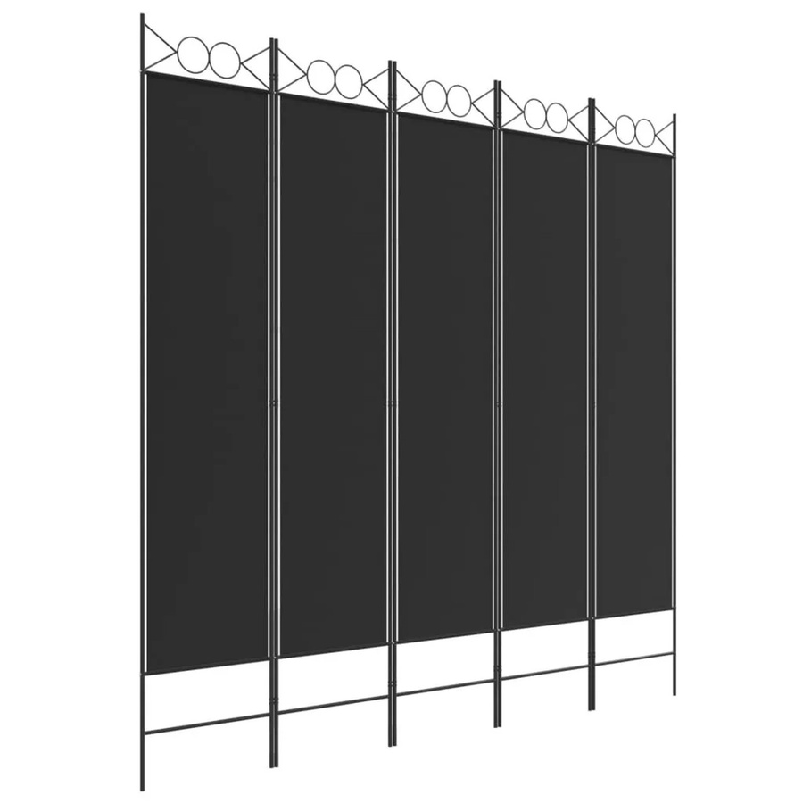 vidaXL Paravent 5-teilig Schwarz aus Stoff und Eisen B/H: 200 x 200 cm - Bild 2