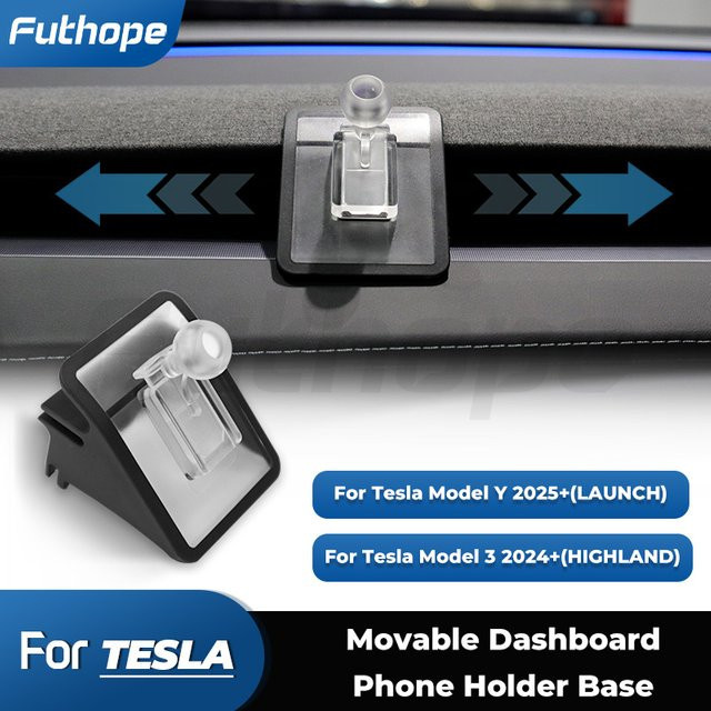 Futhope 17mm Halterungsbasis für Tesla Model 3 Highland und Model Y Juniper mit 360-Grad-Rotation und flexibler Klebehalterung - Bild 1