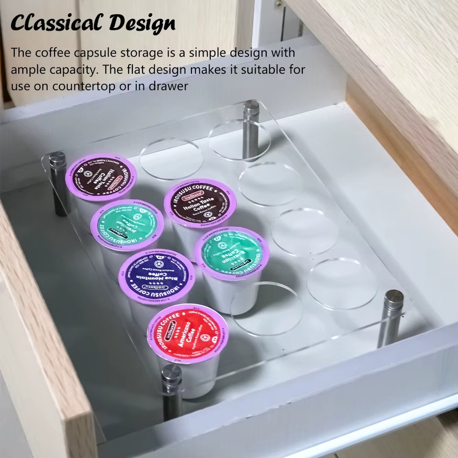 Dalinwell Kaffeepadhalter aus Acryl in Transparent mit 12 Fächern für Keurig K-Cups - Bild 2