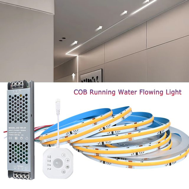 CENFAYA COB LED-Streifen Set mit PIR-Bewegungssensor, 24V, dimmbar und mit Timer, weißes lineares Lauflicht-Set - Bild 1