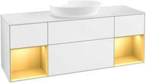 V&B Waschtischunterschrank Finion mit Wandbeleuchtung, Breite: 160 cm, Farbe: Weiß lackiert mit Golddetails - Bild 1