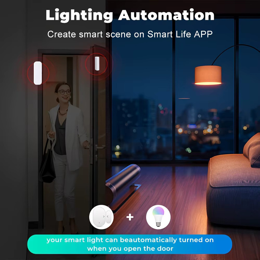 Tuya WiFi 3.0 Tür- und Fenstersensor in Weiß für intelligenten Sicherheitsalarm und Diebstahlschutz mit App-Steuerung - Bild 5