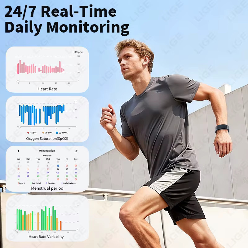 LIGE Smartwatch mit EKG und Herzfrequenzmessung, Fitness Tracker für Männer und Frauen, Schwarz - Bild 3