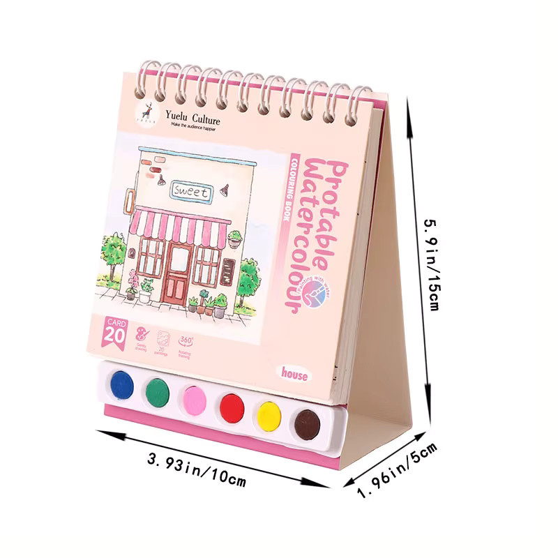 Kreative Spule vertikale Aquarellmalerei, DIY Aquarell Graffiti Buch, pink, mehrfarbig - Bild 2