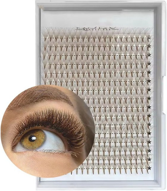 DSYZ Wimpernverlängerungen, braun, 400 Fächer, C D Curl, Unisex - Bild 1