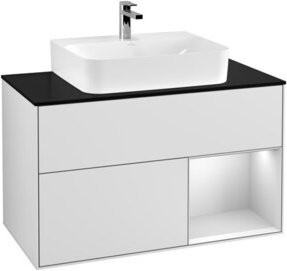 V&B Waschtischunterschrank Finion 100 mit Wandbeleuchtung, Weiß lackiert, B/T/H: 100 x 50,1 x 50,1 cm - Bild 1
