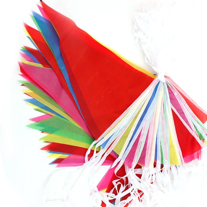 Tooarts Bunte Wimpel Girlande aus Polyester für Außenbereich und Geburtstag, 10 Stück, 50 m Länge, Mehrfarbig - Bild 3