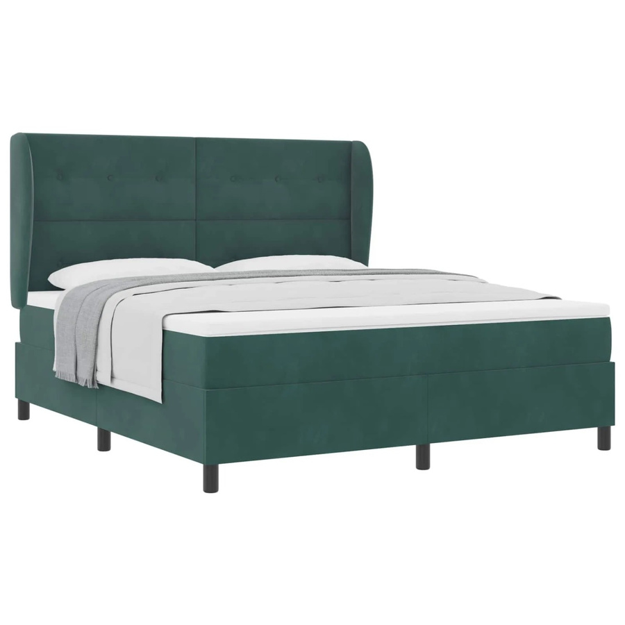 vidaXL Boxspringbett mit Matratze und Taschenfederkern in Dunkelgrün, B/T/H: 180 x 200 x 280 cm - Bild 2