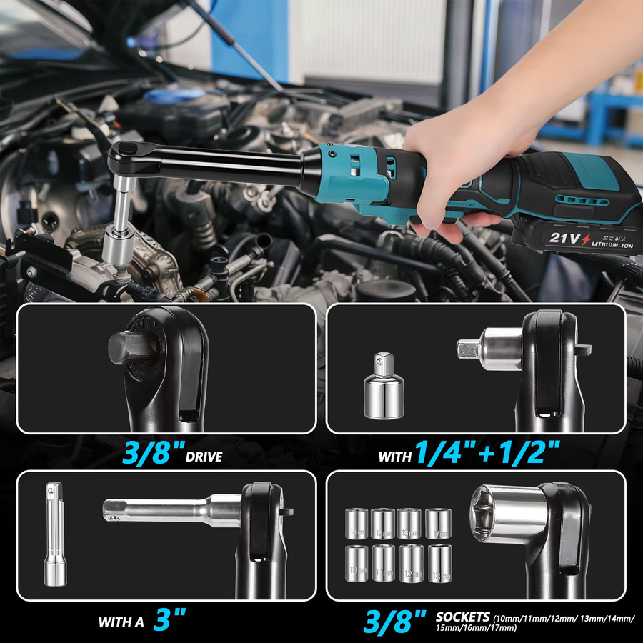 Bürstenloser elektrischer Ratschenschlüssel mit 90Nm Drehmoment und 3/8 Zoll Antrieb, kabelloser Elektroschrauber für Makita-Akkus zur Autoreparatur - Bild 6