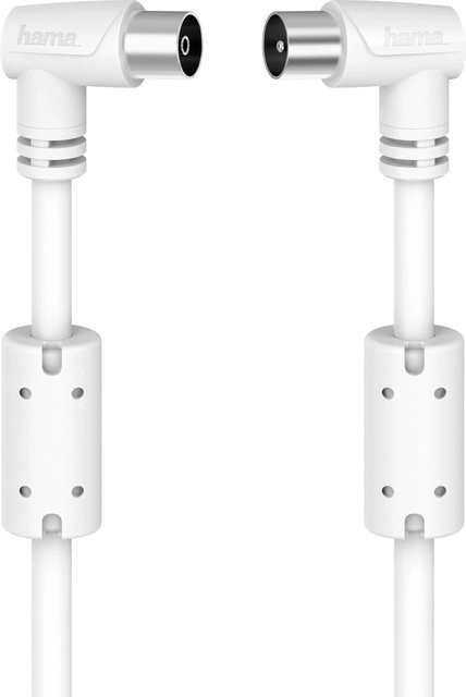Hama Antennen-Kabel Koax-Stecker zu Koax-Kupplung 90 Grad Weiß 3 m 90 dB - Bild 1