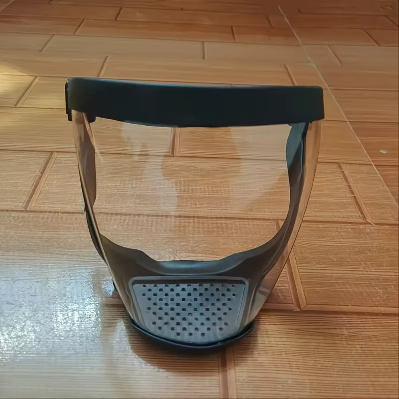 Transparente Vollgesichts-Schutzmaske mit verstellbarer Schnalle in Schwarz, wiederverwendbarer und hitzebeständiger Gesichtsschutz, B/T/H: 18,5 x 17,5 x 10,0 cm - Bild 3