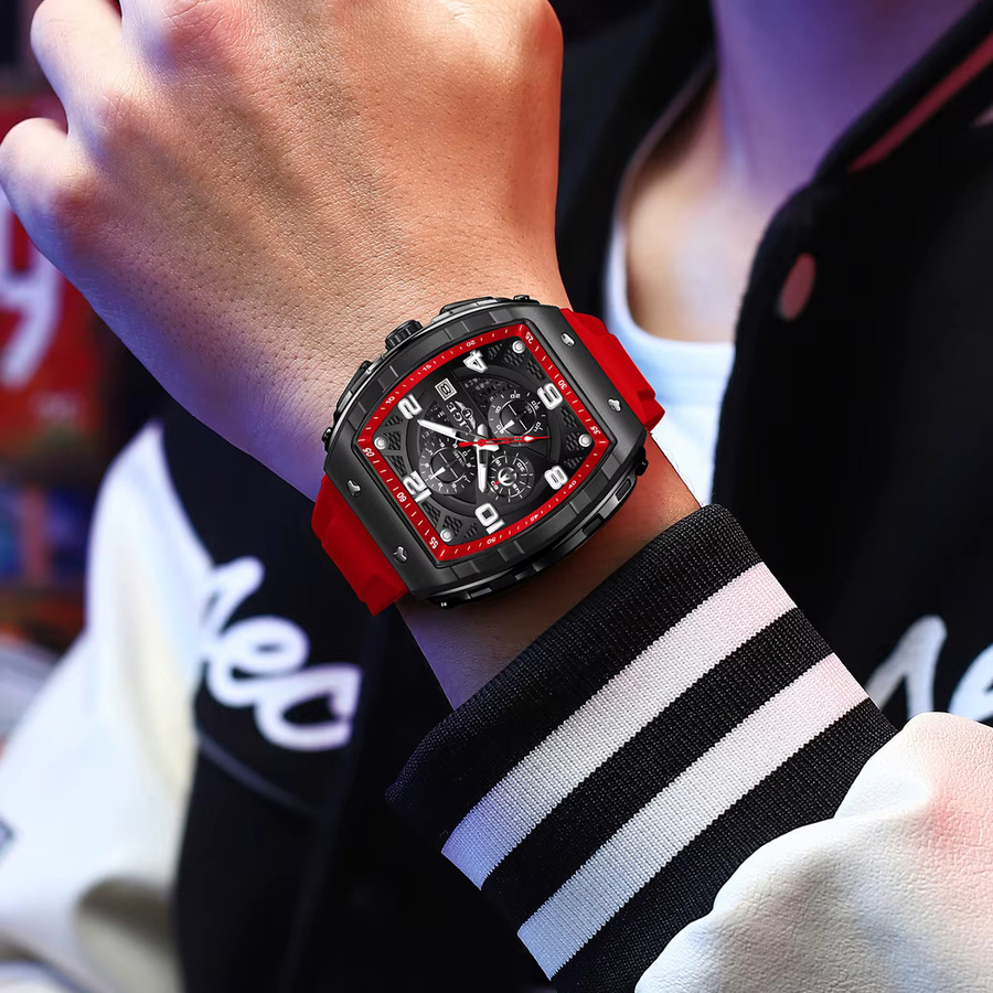 LIGE Armbanduhr Quarz, Silikonarmband, Schwarz, Herren - Bild 2
