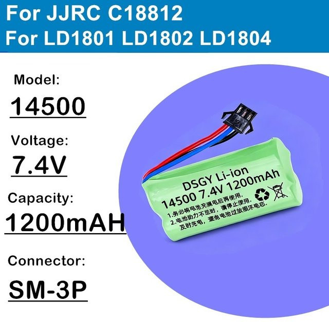 JJRC Li-Ion Akku 7,4 V 1200 mAh für RC Tank C8812, LD1801, LD1082 und LD1804 in Grün - Bild 1