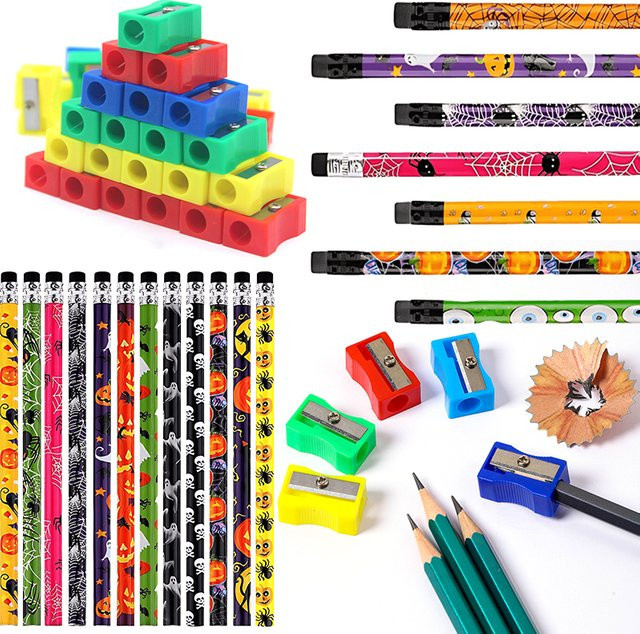 ZYF Halloween Bleistift Set mit Spitzer, 36er Pack bunte HB Schreibwaren für Kinder und Schüler, Mehrfarbig - Bild 1