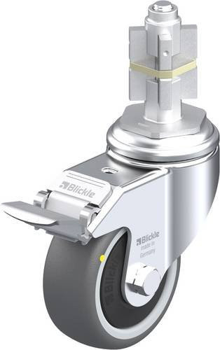 Blickle LKRA-PATH 80KF-11-FI-ELS-E15 Lenkrolle mit Feststeller in Grau und Silber, Rad-Durchmesser: 80 mm, Tragfähigkeit: 100 kg - Bild 1