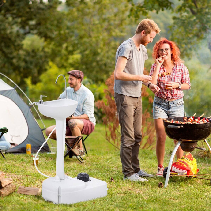 Outsunny Camping Waschbecken mit 17l Wassertank und Auffangbehälter für Abwasser, Grau, H x B x T: 103 x 33,5 x 51 cm - Bild 3