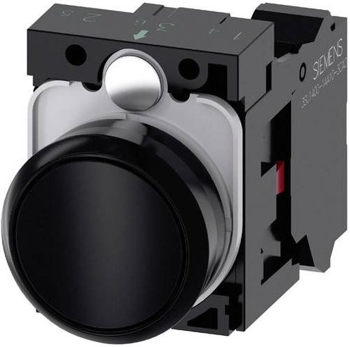Siemens Drucktaster 3SU1100-0AB10-3CA0 mit rundem Frontring aus Kunststoff in Schwarz - Bild 1
