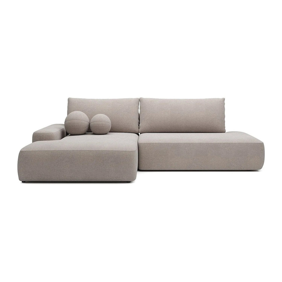Vente-unique Schlafsofa Daviso in Taupe mit L-Form und Stoffbezug, Breite: 276 cm - Bild 2