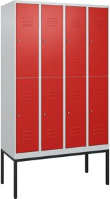 C+P Doppelstock-Spind Classic PLUS Gestell mit 4 Abteilen in Verkehrsrot, H x B x T: 212 x 120 x 50 cm - Bild 1
