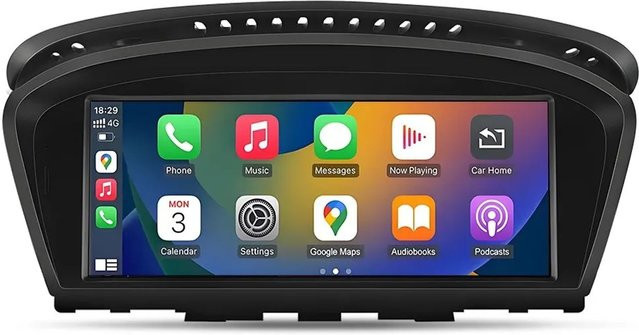 Junsun Autoradio für BMW 3er E90 E91 E92 und 5er E60 E61 E63 E64 mit CCC iDrive, kabelloses CarPlay und Android Auto, Schwarz - Bild 1