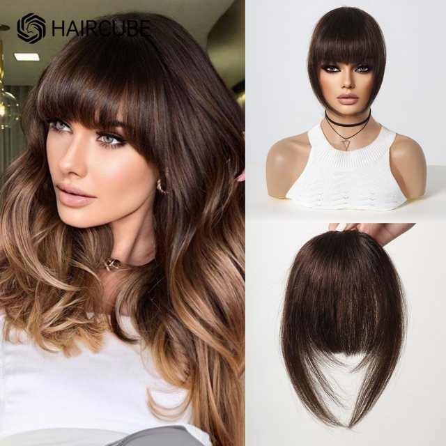 HAIRCUBE Haarclip-in-Pony aus 100 % Echthaar, Dunkelbraun, Damen - Bild 1