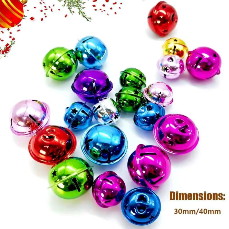 Bunte Weihnachtsglocken aus Metall als Jingle-Anhänger in Sternform für deinen DIY-Bastelbedarf, Durchmesser: 30 mm bis 40 mm - Bild 2
