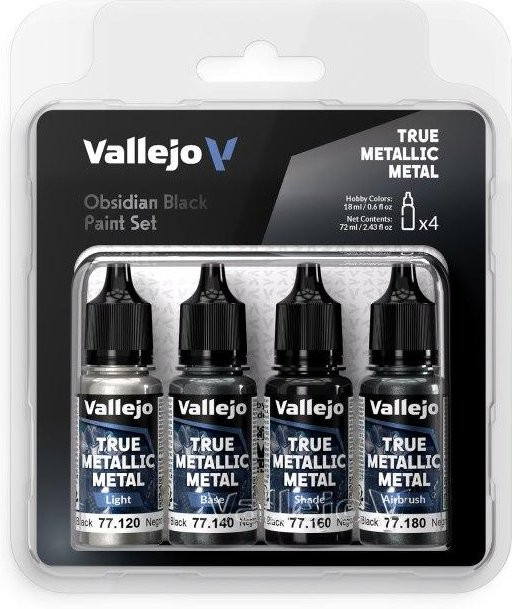 Vallejo TMM Obsidian Black, Farb-Set, Schwarz, 4 x 18ml, Nachfüllpack - Bild 1