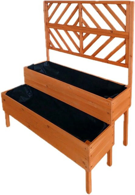 Relaxdays Hochbeet aus Tannenholz mit Spalier in Orange, B/T/H: 135 x 109 x 62 cm - Bild 1