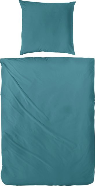 H.G. Hahn Bettwäsche Mako-Satin aus Baumwolle in Blau oder Grün, B/H: 135 x 200 cm mit 80 x 80 cm Kissenbezug - Bild 1