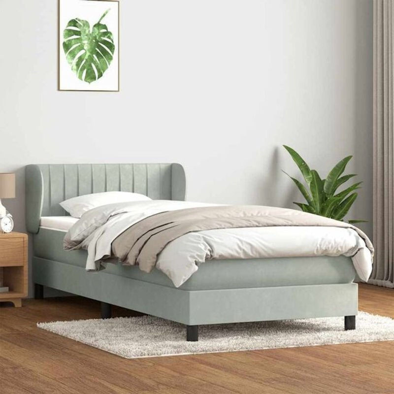 Vidaxl Boxspringbett mit Matratze in Grau und Weiß aus Samt und Holzwerkstoff, B/L: 80 x 220 cm - Bild 1