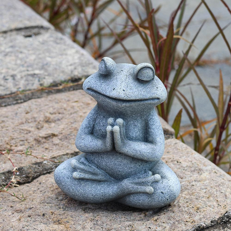 Yiran Furniture Meditations-Frosch aus Harz als dekoratives Ornament für Garten und Wohnzimmer - Bild 3