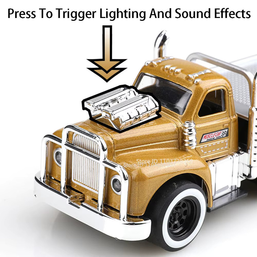 MAKEDA Amerikanische Muskel Anhänger Modelle, Spielzeug Auto, 1:60, Metall, Gummi, mit Licht und Sound - Bild 3