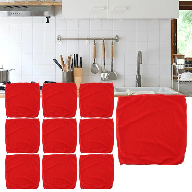 10er Set VIBRATITE Mikrofaser-Reinigungstücher in Rot, wasserabsorbierend und fusselfrei für Küche und Badezimmer - Bild 1
