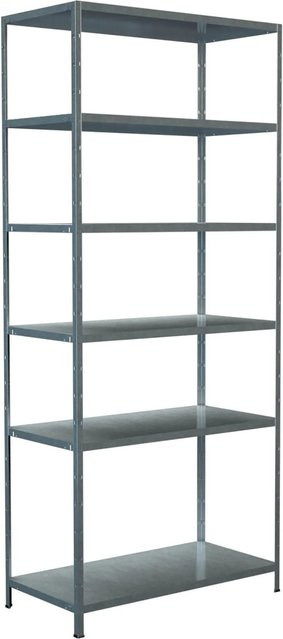 SCHULTE REGALWELT Steck-Grundregal aus Metall, verzinkt, silberfarben, 6 Fachböden, H x B x T: 230 x 100 x 50 cm - Bild 1