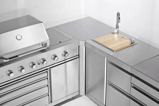 MyOutdoorKitchen Eckmodul Stainless Collection aus SS304 Edelstahl in Silber, B/T/H: 85,5 x 63,0 x 63,0 cm - Bild 1